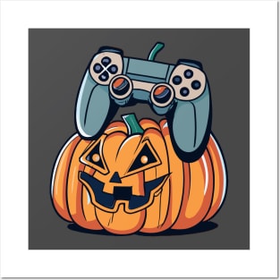 Halloween Jack O Lantern Gamer Boys Kids Men Funny Halloween Posters and Art